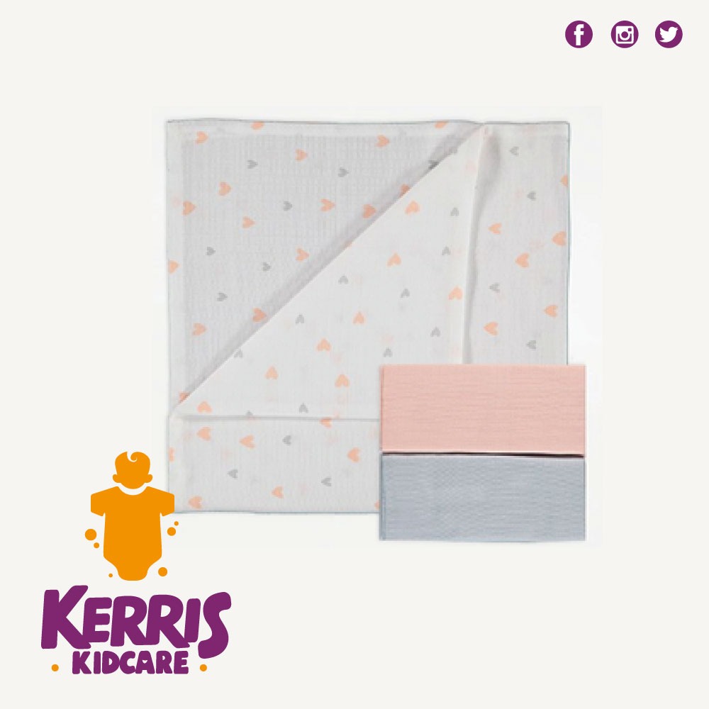 Light Pink Heart Muslin Cloths